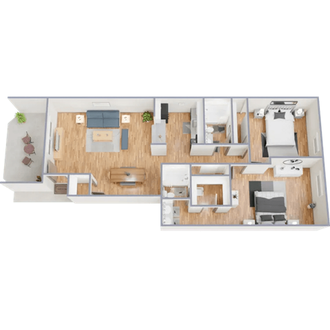 Icon on Spanish Trail Apartments in Tucson, Arizona 2x2 Floor Plan
